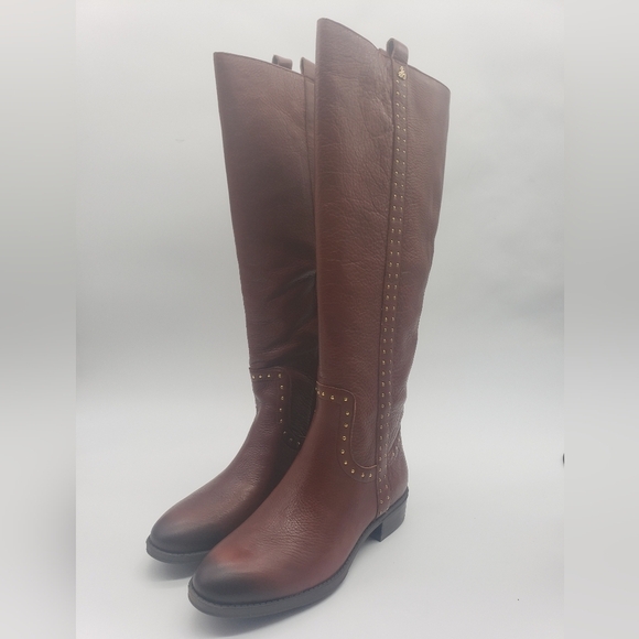1271- Sam Edelman Prina2 Red Wood Leather Women's Boots Size 6 Wide Calf NWT - Picture 2 of 10